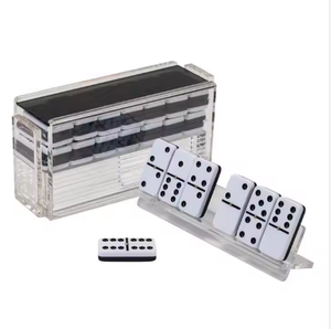 Usine Nouvelle Arrivée Personnalisé Deux Tons Noir et Blanc Acrylique Domino Jeu avec 4 Racks - Product Image 3