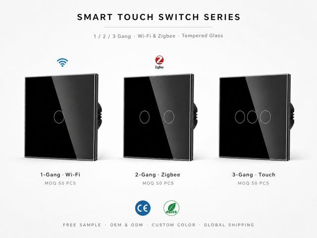 Bingoelec Smart Switch Wholesale WiFi Scene Schedule Voice Control Alexa Google Home Tempered Glass Touch Automation