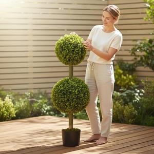 Produit phare transfrontalier : Boule de gazon artificielle en buis à feuilles de Milan, double vert, persistante toute l'année, pour jardin intérieur - Product Image 1