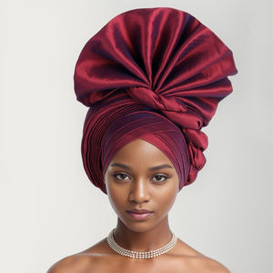 Bonnet Femme Prêt-à-porter en Aso Oke Africain Uni de Haute Qualité, Style Unique Nigérian, Idéal pour les Fêtes - Collection 2025 (Vente en Gros) - Product Image 6
