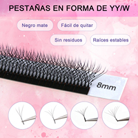 Extensions de cils en forme de W 7D en gros, courbure D 0.07, volume méga mixte, soie mate premium, cils trèfle à éventail automatique