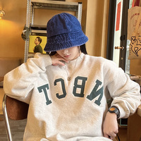 Topi Nelayan Denim Wanita Musim Semi Musim Gugur Retro Jepang Mahkota Bulat Pinggiran Lebar Pelindung Matahari Kepala Besar Serbaguna