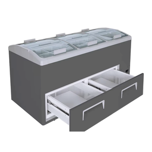 Congélateur à double face Kenkuhl avec dessus en verre coulissant et <span class=keywords><strong>tiroir</strong></span> -25°C ℃   Congélateur coffre commercial pour îlot de présentation de glaces - Product Image 5