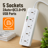 Multiprise universelle LDNIO SC5415 avec 4 ports USB, 5 prises, station de charge pour la maison et le bureau, cordon d'alimentation de 2 m (6 pieds)