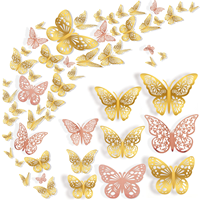 Décoration murale en papier 3D DAMAI, papillons amovibles, imperméables, thème botanique pour chambre d'enfant, salle de classe et fête