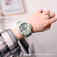 Jam Tangan Olahraga Digital Merah Muda Jam Tangan LED Multifungsi Kronograf Kalender Lampu Latar Dial Bulat
