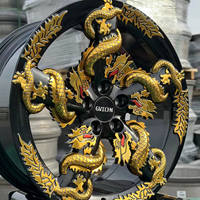 Roue forgée monobloc GVICHN personnalisée 6061-T6 avec gravure en relief 3D de dragon doré, noir brillant pour Land Rover Range Rover Rolls-Royce
