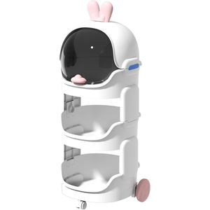 Chariot de rangement 4 niveaux en plastique PP style dessin animé avec roulettes, support pour jouets d'enfants, étagère mobile pour collations - Product Image 1