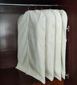 Housse de vêtement AUTON blanche en toile 100 % coton avec poignées et motif lettres pour costumes, manteaux, robes, sacs de voyage - Product Image 3
