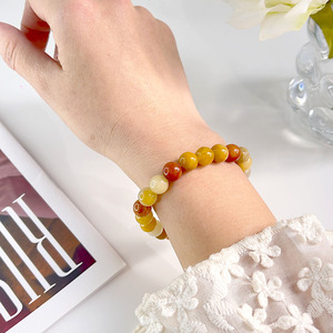 Bracelet en pierres naturelles, Jaspe Picasso, 6-8mm, motif réseau rouge, unisexe, anniversaire, vente en gros - Product Image 5