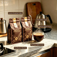 Sacs d'emballage pour grains de café de la marque Jingran, imprimés en héliogravure personnalisée, durables, mats, avec valve, fermeture éclair, imperméables et anti-odeurs