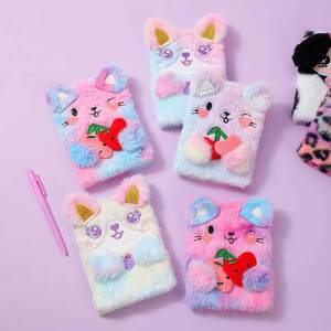 Cute Cat Fuzzy <b>Journal</b> Writing Pad A6 Ruled 160 Pages Lovely Animal Notebook Kids Plush Diary for Girls Women Teens - Product Image 6