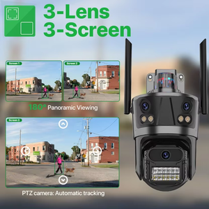 Telecamera di Sicurezza Esterna IP con 3 Schermi, CCTV 8MP con Tracciamento Automatico, Telecamera di Rete a Tre Obiettivi WiFi ICSEE - Product Image 5