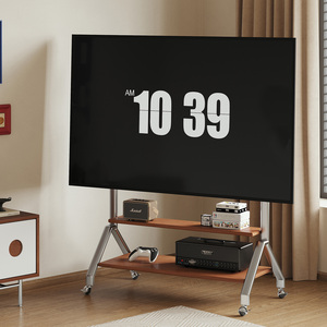 Meuble TV de style Bauhaus rétro, étagère en acier inoxydable et bois, rangement au sol, pour salon, usage domestique - Product Image 1