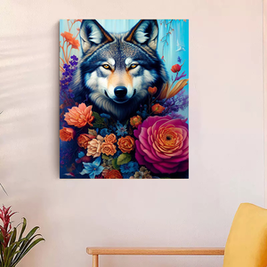 Fai da te dipingi con i numeri per adulti pittura su tela lupo e fiori kit per principianti <span class=keywords><strong>disegno</strong></span> acrilico con i numeri artigianato per la casa - Product Image 6