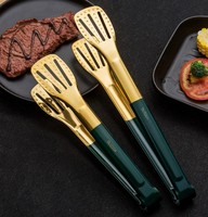 Pince à steak en acier inoxydable doré pour servir la viande Pince à aliments en acier inoxydable 304