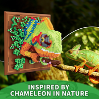 Nuevos Juguetes de Construcción de la Serie Animal, Decoración Mural Tridimensional 3D de Tiburón y Camaleón, Mini Bloques de Construcción para Ensamblar