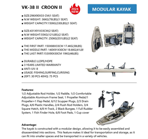 Kayak de pêche modulaire Vicking <span class=keywords><strong>3</strong></span>/2 sections, 2 places, multifonctionnel, avec <span class=keywords><strong>aileron</strong></span>/hélice/moteur, type sit-on-top - Product Image 2