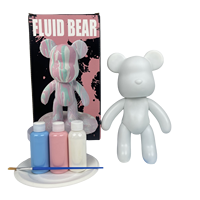 Kit de peinture fluide DIY populaire pour ours en PVC de 23 cm, pour enfants, peinture créative faite à la main, ours blancs