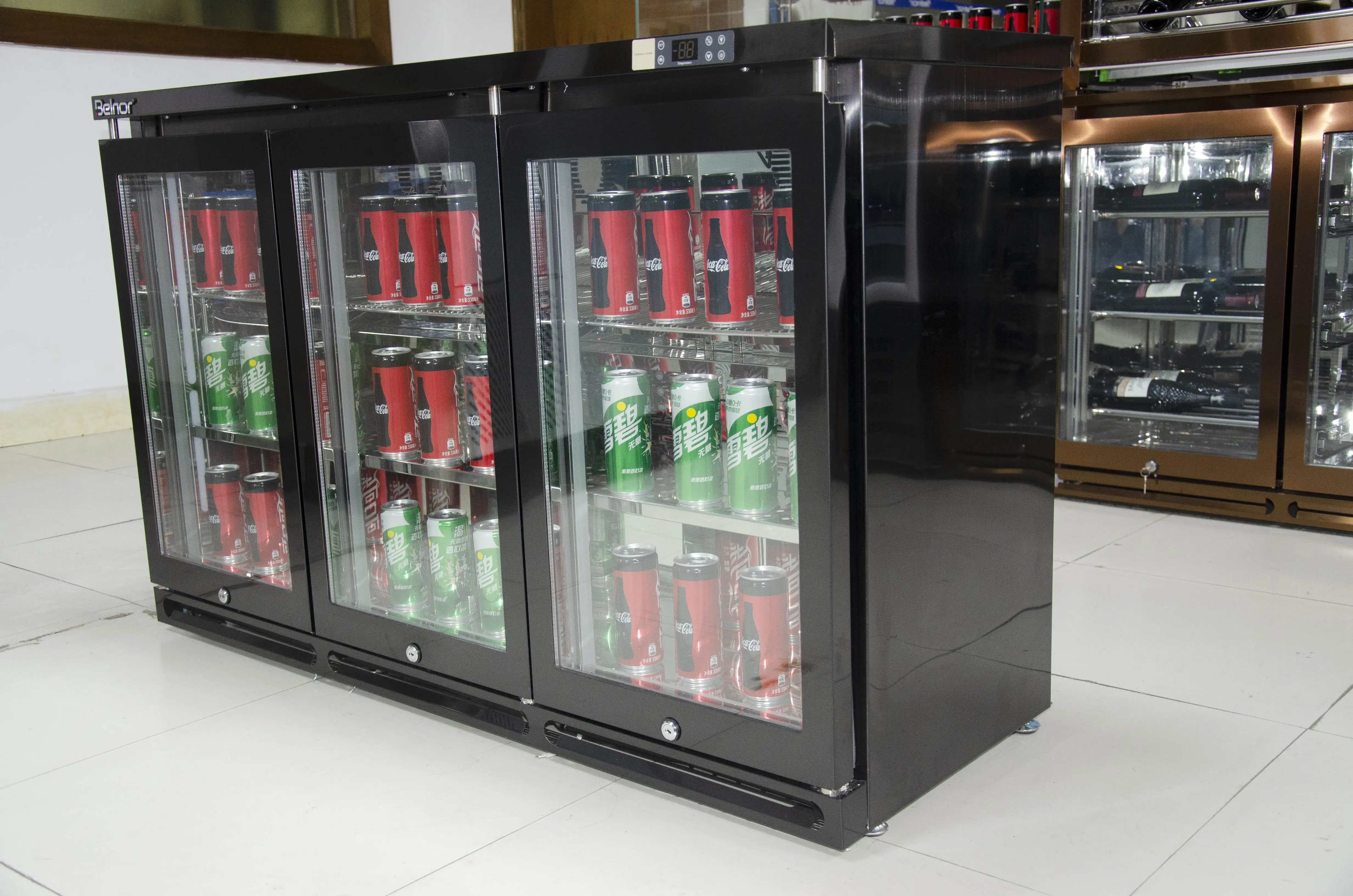 Bolandeng商用飲料ディスプレイスチールガラスドアソフトドリンクバックバービールクーラー冷蔵庫販売用冷蔵庫