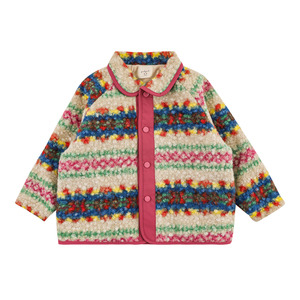 YOEHYAUL GQ4782 Chaqueta de Invierno para Niñas Pequeñas y Grandes de 90-160 cm con Logotipo Personalizado, Chaqueta Infantil Gruesa de Felpa a Rayas de Colores - Product Image 2