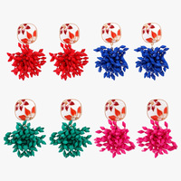 Anting Bunga Fashion Terbaru, Anting Mewah Bentuk Tidak Beraturan, Anting Harian Berhias Manik-Manik, Anting Gantung Bunga Enamel untuk Wanita