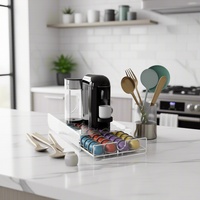 Boîte à capsules de café en acrylique personnalisée écologique avec finition brillante, style tiroir, anti-poussière, 1 étagère, outil de rangement magique pour la cuisine