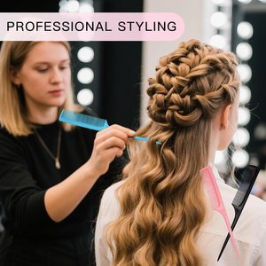 Peigne démêlant en plastique épais personnalisé pour la coiffure en salon, peigne à queue de rat multicolore pour la maison (vente en gros) - Product Image 4