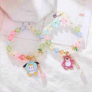 High quality kawaii cute acrylic and crystal beaded elastic bracelet for children ODM gorgeous friendship gift