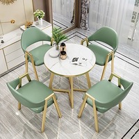 Petite table à manger ronde grise, moderne et luxueuse, 4 chaises, table de conférence pour 4 personnes