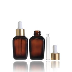 ขวดแก้วสี่เหลี่ยมสีน้ำตาลขนาด 30 มล. สำหรับน้ำมันหอมระเหยและเครื่องสำอาง พร้อมหลอดหยด - Product Image 2