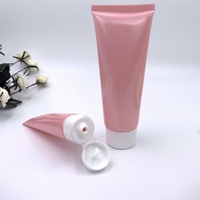 Envase de Tubo Cosmético de Plástico PE PCR Vacío de 50ml 200ml, Color Personalizado Rosa Crema, Tapa Abatible, Logotipo Personalizado, Serigrafía, Cuidado de la Piel