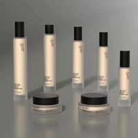 Kit de Soins de la Peau en Verre Vide – Emballage Cosmétique de Luxe – Bouteille Carrée Plate, Pot, Flacon Pompe ou à Bouchon à Vis pour Tonique, Lotion, Essence, Sérum, Crème