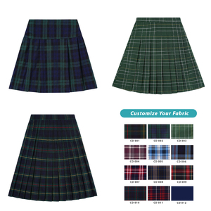 Factory Wholesale JK Design <strong>Green</strong> Plaid School Uniform Skort Dress Children's Winter Checkered Polyester <strong>Pleated</strong> <strong>Skirt</strong> for Kids - Product Image 4
