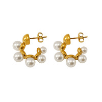 Pendientes de Perlas de Agua Dulce de Acero Inoxidable Electrochapado de Lujo Vintage Estilo Francés, Modernos, Elegantes, Versátiles y de Alta Gama