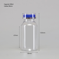 Vente en gros d'usine, flacons en plastique PET transparents pour médicaments et vitamines, 150 ml, 165 ml, 180 ml