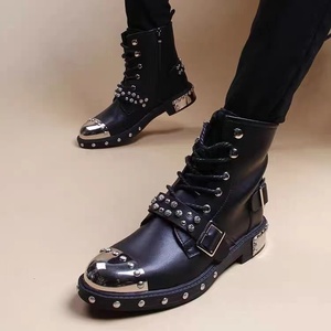 Men's College Students Outdoor Fashion Mountaineering Black High-<b>top</b> Thick-soled Casual Shoes Large Size Increase - Product Image 6