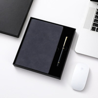 Vente en gros Promotionnel Personnalisé Logo en creux A5 Bureau École Coffret cadeau en cuir avec couverture souple Carnet de Notes avec jeu de stylos