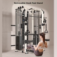 Machine Smith multifonctionnelle avec banc de musculation, rack de musculation pour pectoraux, banc de squat et banc de presse tout-en-un en acier avec pile de poids de 125 kg pour les bras