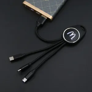 Gadgets Promotion Gifts Unique Electronic Gadgets Multi Nylon LED Logo 4 In 1 Charging Cable