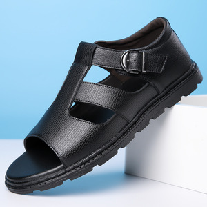 Sandales à sangle en T noires antidérapantes, chaussures d'été pour hommes et jeunes de 18 à 40 ans - Product Image 1