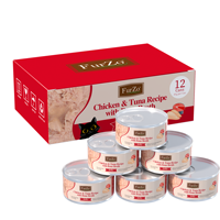 Nourriture pour chats en conserve FurZo à la viande de poulet, 85 g, boîte de 12, nourriture humide sans céréales, riche en protéines, pour la santé digestive et du pelage, saveurs variées