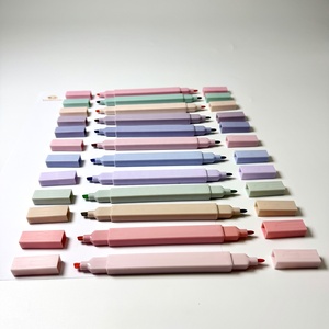 <span class=keywords><strong>Surligneur</strong></span> rectangulaire double face à double pointe fine oblique, 12 couleurs, abordable, pour journal, agenda et notes, style <span class=keywords><strong>pastel</strong></span> macaron - Product Image 1