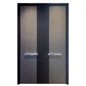 Puertas de seguridad principales blindadas de metal exterior de aluminio tallado en ondas de nuevo diseño para puertas de entrada modernas para casas