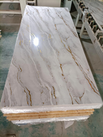 Feuille de marbre autocollante durable résistante aux UV 4*8, imperméable, avec colle au dos, revêtement mural intérieur