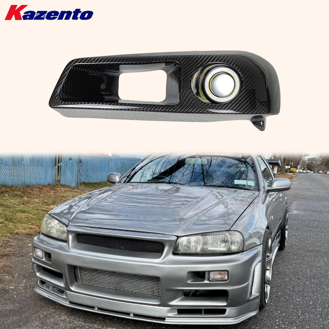 For Skyline R34 GTR GTT Dry Carbon KZ Headlamp Air Intake With Led Duct LHS