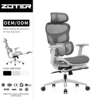 Chaise de bureau ergonomique ZOTER à dossier haut entièrement en mesh, appui-tête réglable, support lombaire, accoudoirs 4D, BIFMA, OEM, ODM, garantie 10 ans