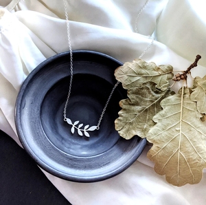 Jietao Aço Inoxidável Natureza Jóias Pequena Folha De Oliveira ramo charme Colar De Casamento Colar De Noiva Presente Da Dama De Noiva - Product Image 6