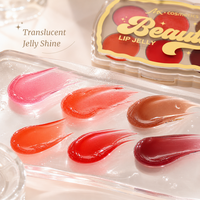 Palette de baumes à lèvres 6 teintes les mieux notées, OEM, marque privée, couleur modulable, fini brillant hydratant, bordure dorée, emballage personnalisé