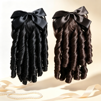 Perruque queue de cheval haute pour femme, style Cheongsam vintage, postiche doré, boucles romaines de l'ère républicaine, longue, en fibre haute température, lisse